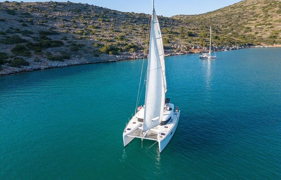 Agios Nikolaos: Private Catamaran Cruise with Meal & Drinks - Cruising Mirabello Gulf: deck time, sound system, and real shade options