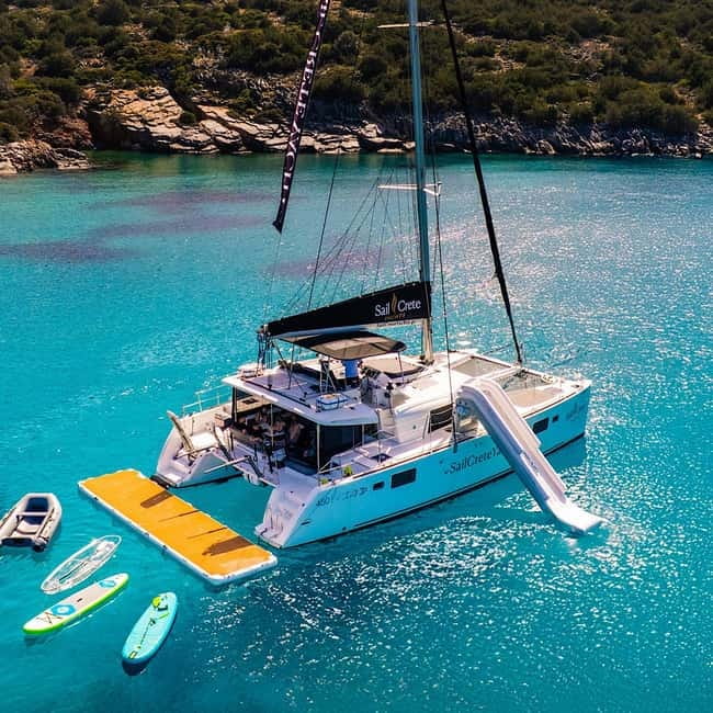Agios Nikolaos: Sailing Trip Catamaran Lunch and Water Toys - The Lagoon 450F experience: shade, space, and onboard creature comforts