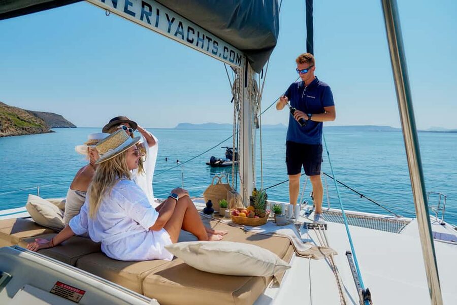 Chania Old Port: All-inclusive Catamaran Trip Agioi Theodori - Getting started in Chania Old Port: brunch, safety, and welcome drinks