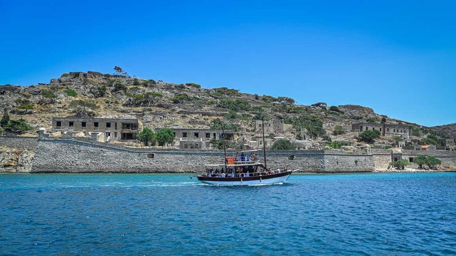 Crete: Boat Trip to Spinalonga and Kolokytha Beach - On-board comfort: salad, fruit, and the view (plus cocktails if you want them)
