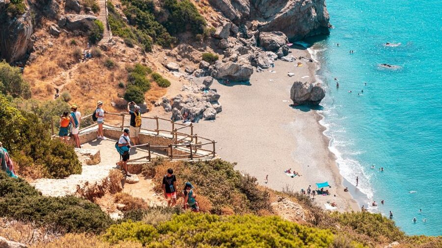Crete: Preveli Tropical Beach and Palm Forest - Kourtaliotikos Gorge cliffs and the Stone of Lovers