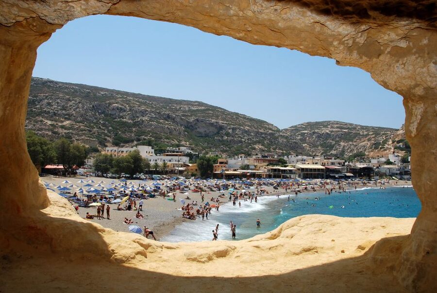 From Heraklion: South Crete Festos and Matala - Matala cliffside caves: the famous walk that pairs well with swimming