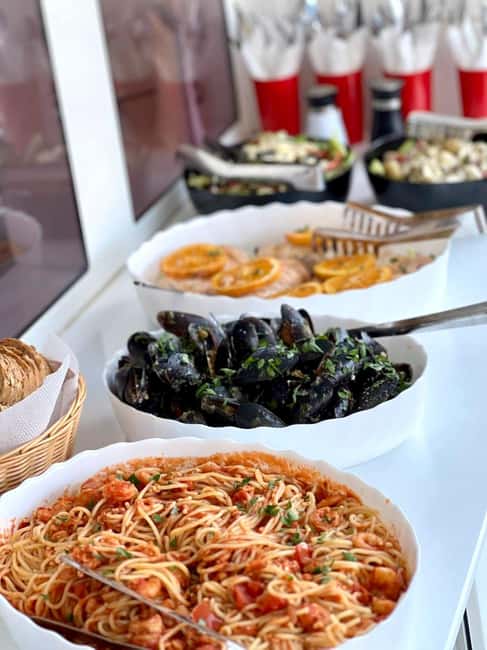 From Panormo: Luxe All-Inclusive Catamaran Cruise with Lunch - Lunch on Board in the Mediterranean Style (with Kid-Friendly Options)