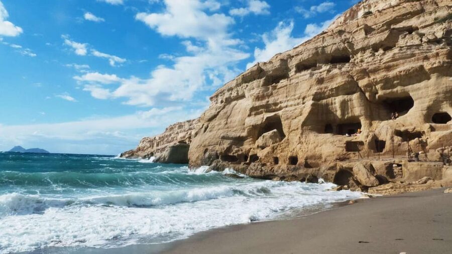 From Rethymno: Day trip to MATALA - AG.GALINI - SPILI - Spili in One Hour: The Lionhead Taps and the Town-Square Pause