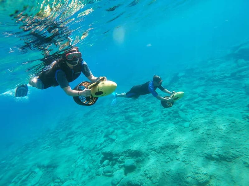Heraklion: Boat Safari with guided snorkeling/diving tour. - Crew style and small-group attention: Giannis and George in action