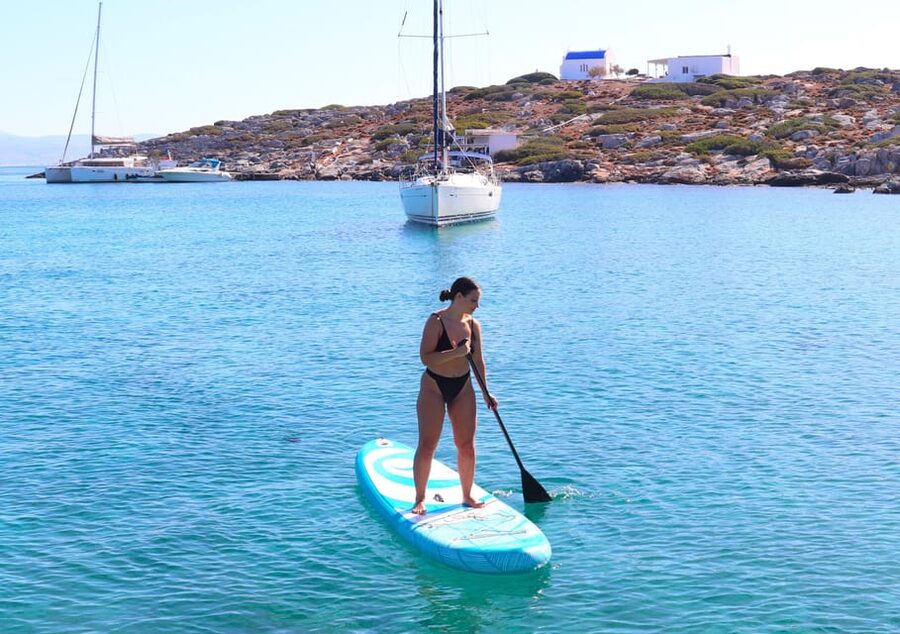 Heraklion: Dia Island Luxury Catamaran Cruise with Meal - Dia Island time at anchor: swimming, snorkeling, fishing, and SUP