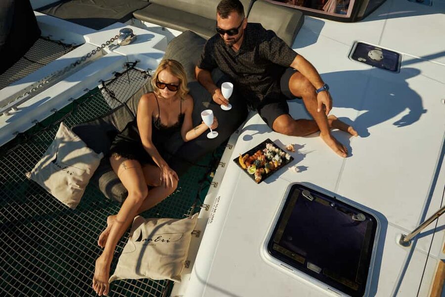Kissamos: Catamaran Balos Sunset Cruise with Sushi & Drinks - What You Get for $147: Transfers, Sushi, and an Open Bar