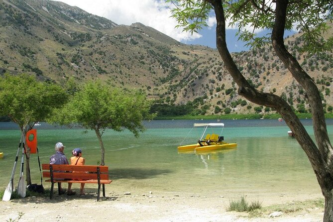 Lake Kournas Pedal Boat Tour with Transfer - Lake Kournas on a Pedalo: blue water, duck noise, and White Mountains views