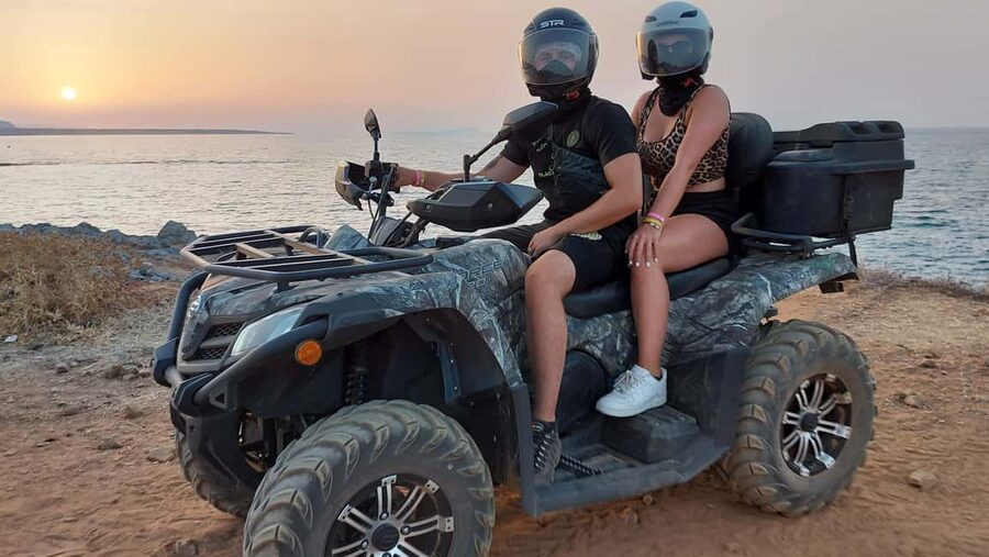 Malia: Off-Road Quad Safari Evening Tour / optional transfer - Sissi Village Break: Walk, Relax, or Swim Before the Finish