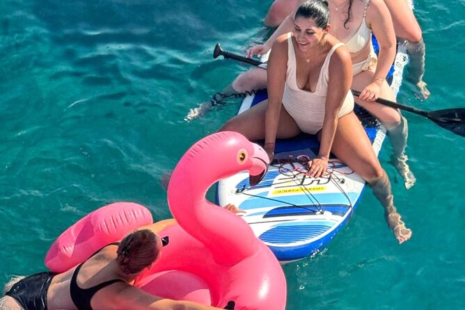Panormo: Luxury Catamaran Cruise with Lunch & Open Bar - Swim Time Made Simple with SUP, Snorkeling Gear, and the Pink Flamingo Float