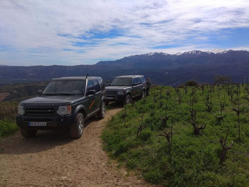 Private Exclusive Manousakis Winery and Vineyard Tour - The Vatolakkos Hills drive: off-road vineyards and big views