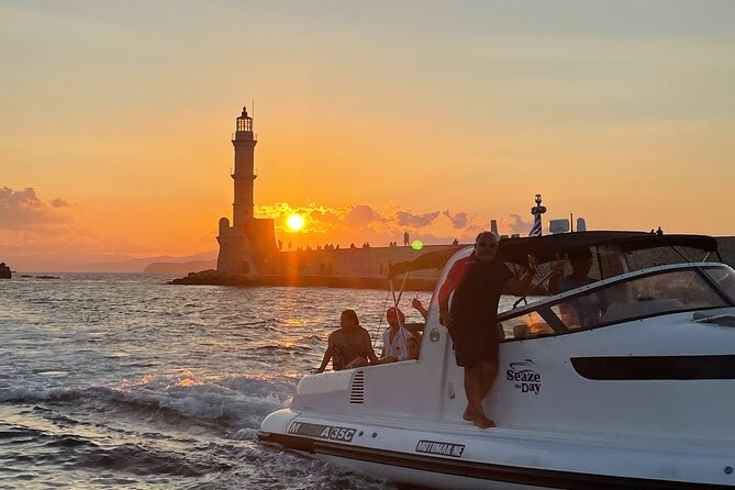 Private Sunset boat trip in Chania, Crete (price is per group) - The Lighthouse of Chania Stop: More Than a Photo Op