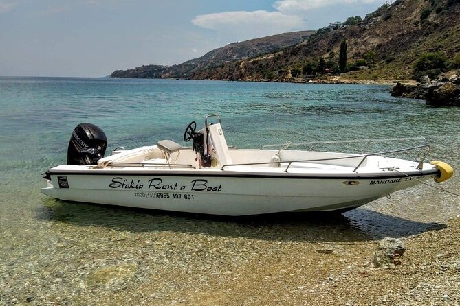 RENT A BOAT 5,5m-30hp LICENCE FREE MARATHI - Start at Notos Mare in Marathi (Then It’s Your Day)