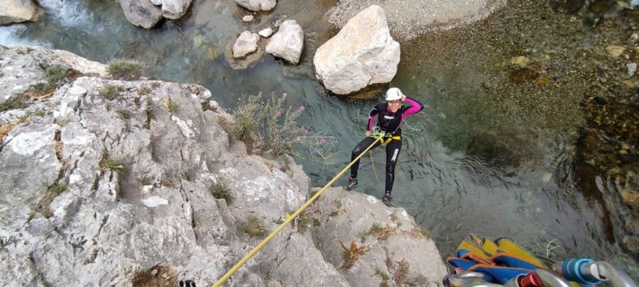 Rethymno: Canyoning Tour in the Kourtaliotiko Gorge - Inside the canyon: rappels next to the waterfall