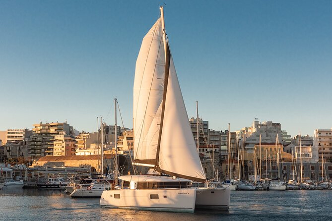 Rethymno: Sunset Catamaran Trip - Sushi & Open Bar - The Swim Stop: SUP, Snorkeling Gear, Flamingo Fun, Fishing