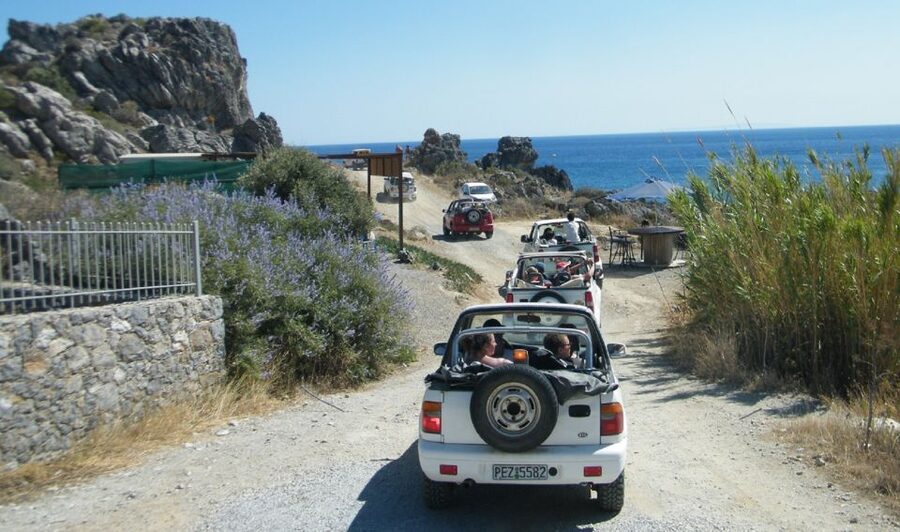 Self-Drive Jeep Safari to South Coast, Palm Beach & Canyons - Kourtaliotiko Gorge photo time plus Cretan lunch with specialties