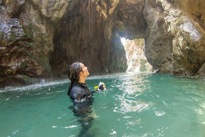 Snorkeling Trip to Kourtaliotiko Gorge Waterfalls, Plakias, Crete - The waterfall moment: cold water, big payoff